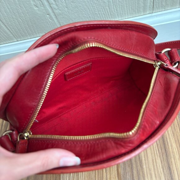 A.P.C. Demi-lune Leather Burgundy Bordeaux Red Crossbody Bag Purse - Picture 11 of 14